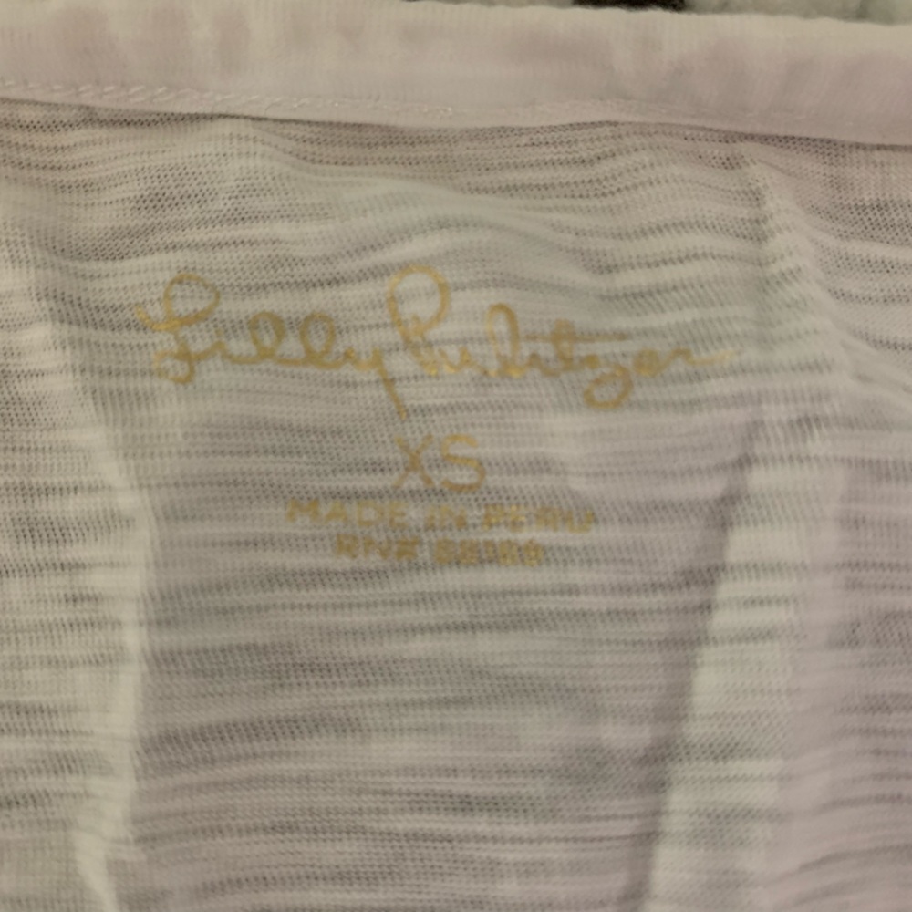 Lilly Pulitzer v neck t shirt with Pom Pom detail